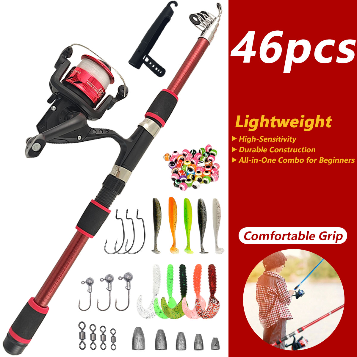 Fishing Equipment For Kids - 46 Parça Teleskopik Olta Kamışı ve