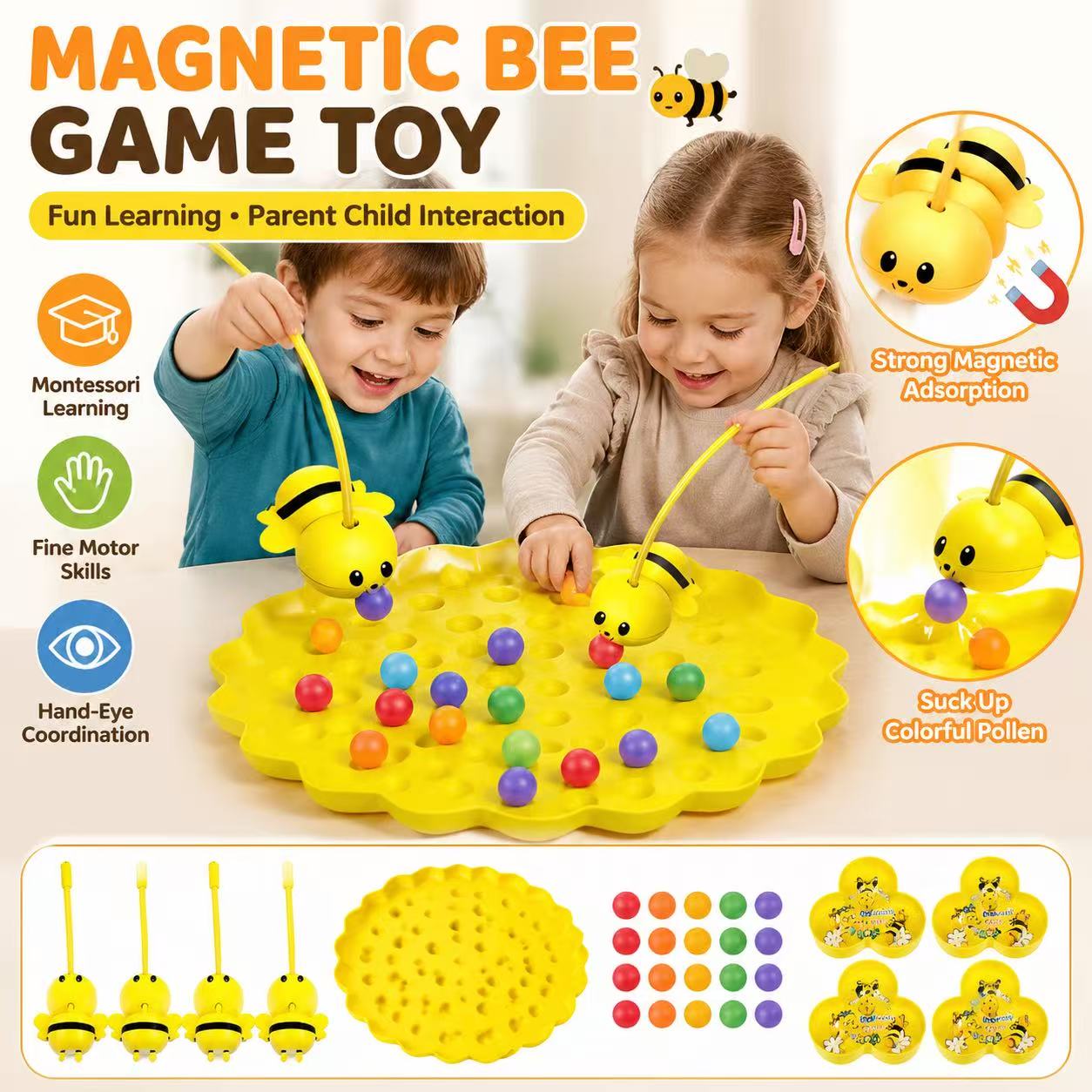 Fishing Equipment For Kids - Sevimli Arı Bal Toplama Manyetik Oyunu,